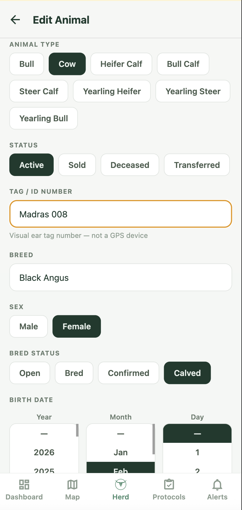 Edit animal records — batch updates, notes, and quick field retrieval